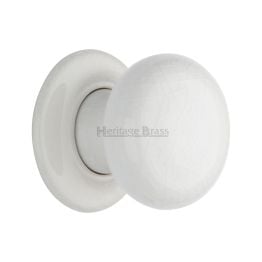 White Crackle Knob with Porcelain base