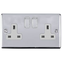 Eurolite Enhance Decorative 2 Gang Socket Polished Chrome