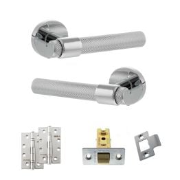 Senza Pari Andretta Door Handle Pack (Latch Set - 2.5" CE Latch, 4" Slim Knuckle Hinges x2) - Polished Chrome