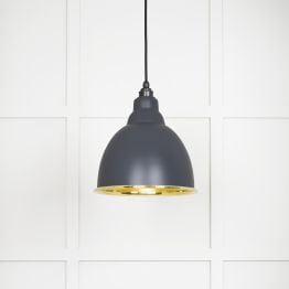 Smooth Brass Brindley Pendant in Slate