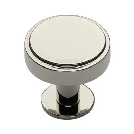 Heritage Brass Cabinet Knob Stepped Disc Design with Rose 38mm Polished Nickel finish