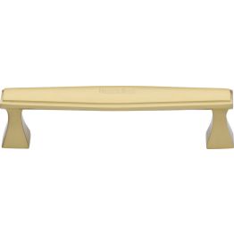 Heritage Brass Cabinet Pull Deco Design 128mm CTC Satin Brass Finish