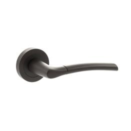 STATUS Indiana Lever Door Handle on Round Rose - Urban Dark Bronze