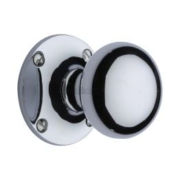Heritage Brass Mortice Knob on Rose Kensington Design Polished Chrome finish