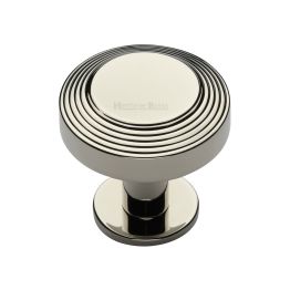 Heritage Brass Cabinet Knob Ridge Design with Rose 32mm Polished Nickel finishUK Registered Design Number 6194410