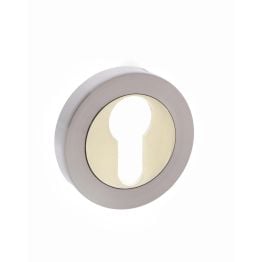STATUS Euro Escutcheons on Round Rose - Satin Nickel/Polished Brass