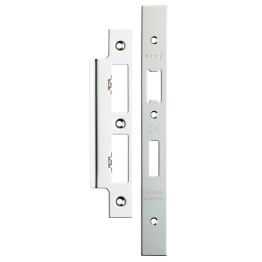Forend Strike & Fixing Pack To Suit Din Euro Sash/Bathroom Lock-Bright Stainless Steel-Square Forend - Bright Stainless Steel