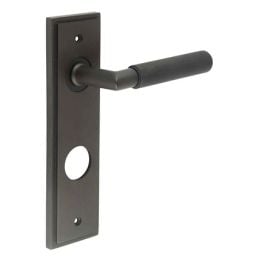 Piccadilly Door Handle Din Bathroom Backplate Dark Bronze - By Frelan Hardware - BUR40KIT91
