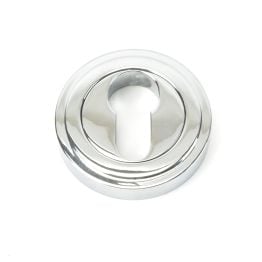 Polished Chrome Round Euro Escutcheon (Art Deco)