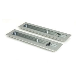 Satin Chrome 250mm Plain Rectangular Pull - Privacy Set