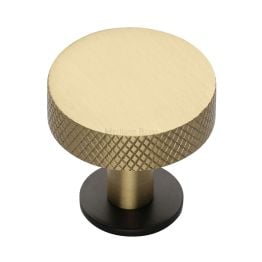 Heritage Brass Cabinet Knob Knurled Disc Design with Rose 38mm Matt Bronze/Satin Brass finish