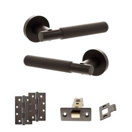 Senza Pari Rosarno Door Handle Pack (Latch Set - 3" CE Latch, 4" Slim Knuckle Hinges x2) - Urban Dark Bronze