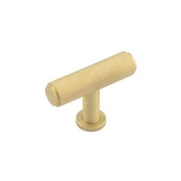 Piccadilly Knurled T Bar Cupboard Knobs Satin Brass - By Frelan Hardware - BUR401SB