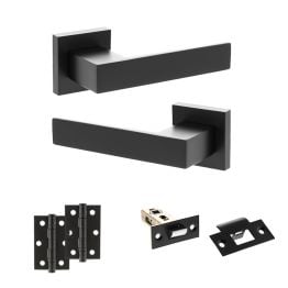 Senza Pari Panetti Door Handle Pack (Latch Set - 2.5" Latch, 3" Hinges x2) - Matt Black