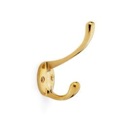 Alexander & Wilks - Victorian Hat and Coat Hook - Polished Brass Unlacquered