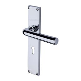 Heritage Brass Octave Lever Lock Door Handle on 200mm Plate Polished Chrome finish