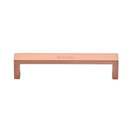 Heritage Brass Cabinet Pull Wide Metro Design 128mm CTC Satin Rose Gold Finish