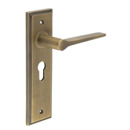 Knightbridge Door Handle Euro Backplate Antique Brass - By Frelan Hardware - BUR20KIT11