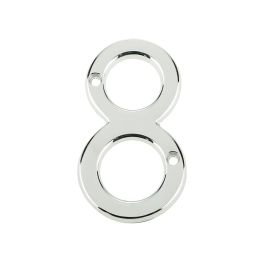 Jedo 75mm Screw Fix Numerals Polished Chrome No. 8 - By Frelan Hardware - JNPC-8