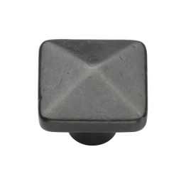 Rustic Dark Bronze Cabinet Knob Square Pyramid Design 32mm