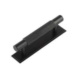 Hoxton Taplow Cabinet Handles 96mm Ctrs Stepped Backplate Matt Black - By Frelan Hardware - HOX-2050MB-6050MB
