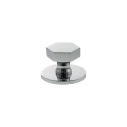 Millhouse Brass Pennington Hexagonal Cabinet Knob Handle on Backplate - Polished Chrome