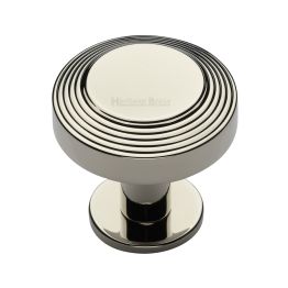 Heritage Brass Cabinet Knob Ridge Design with Rose 38mm Polished Nickel finishUK Registered Design Number 6194410