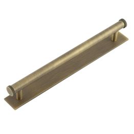 Hoxton Wenlock Cabinet Handles 224mm Ctrs Plain Backplate Antique Brass - By Frelan Hardware - HOX-160AB-5060AB
