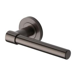 Heritage Brass Door Handle Lever on Rose Phoenix Design Matt Bronze Finish