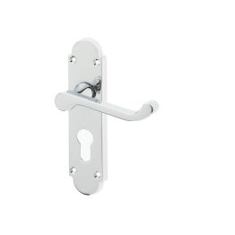 Epsom Suite Door Handle on Euro Profile Lockplate Polished Chrome - By Frelan Hardware - JV250EPC