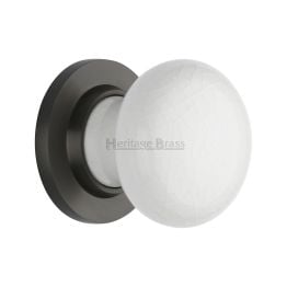 White Crackle Knob with Matt Bronze base