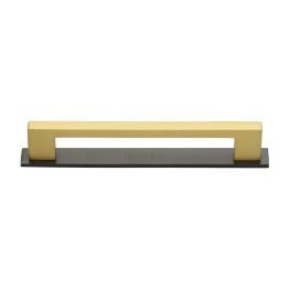 Heritage Brass Cabinet Pull Metro Design with Plate 160mm CTC Matt Bronze/Satin Brass Finish