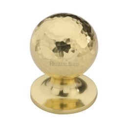 Heritage Brass Cabinet Knob Ball Hammered Design 32mm Polished Brass finish