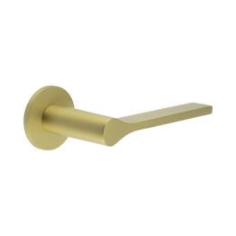 CR-105 Satin Brass Sprung Round Rose Door Handle - By Frelan Hardware - CR-105A1SB