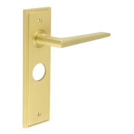 Mayfair Door Handle Bathroom Backplate Satin Brass - By Frelan Hardware - BUR10KIT244