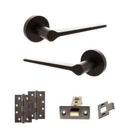 Senza Pari Laviano Door Handle Pack (Latch Set - 3" CE Latch, 4" Slim Knuckle Hinges x2) - Urban Dark Bronze