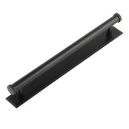 Hoxton Thaxted Cabinet Handles 224mm Ctrs Stepped Backplate Matt Black - By Frelan Hardware - HOX-260MB-6060MB