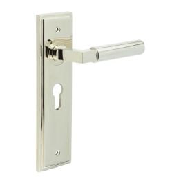 Westminster Door Handle Euro Backplate Polished Nickel - By Frelan Hardware - BUR30KIT167