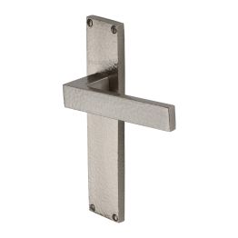 Heritage Brass Delta Hammered Lever Latch Door Handle on 200mm Plate Satin Nickel finish