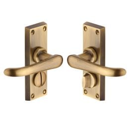 Heritage Brass Door Handle for Privacy Set Windsor Short Design Antique Brass finish