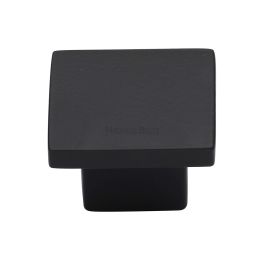 Heritage Brass Cabinet Knob Classic Square Design 40mm Matt Black finish