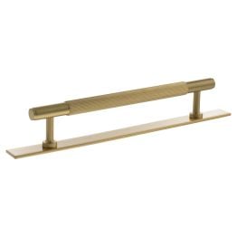 Millhouse Brass Battersea Linear T-Bar Cabinet Pull Handle on Backplate 160mm - Satin Brass