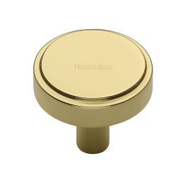 Heritage Brass Cabinet Knob Stepped Disc Design 38mm Polished Brass finish