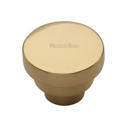 Heritage Brass Cabinet Knob Round Stepped Design 38mm Polished Brass finish
