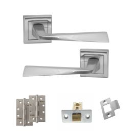 STATUS California Door Handle Pack (Latch Set - 2.5" CE Latch, 4" Slim Knuckle Hinges x2) - Satin Chrome