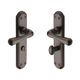 Heritage Brass Door Handle Bathroom Set Charlbury Design Matt Bronze Finish