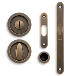 Valli Radius Sliding Door Set - Antique Brass
