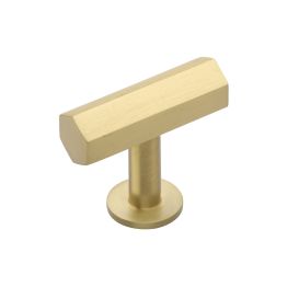 Heritage Brass Cabinet Knob Hexagon T-Bar Design with Rose 41mm Satin Brass finish