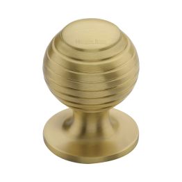 Heritage Brass Cabinet Knob Beehive Design 32mm Satin Brass finish