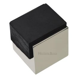 Heritage Brass Door Stop Square Floor Mounted Design Polished Nickel Finish